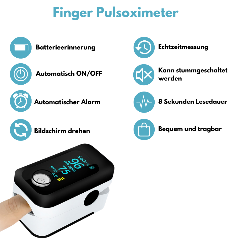 Professional Pulse Oximeter With LED display / Advanced technology for all age groups / Measures blood oxygen saturation and pulse rate