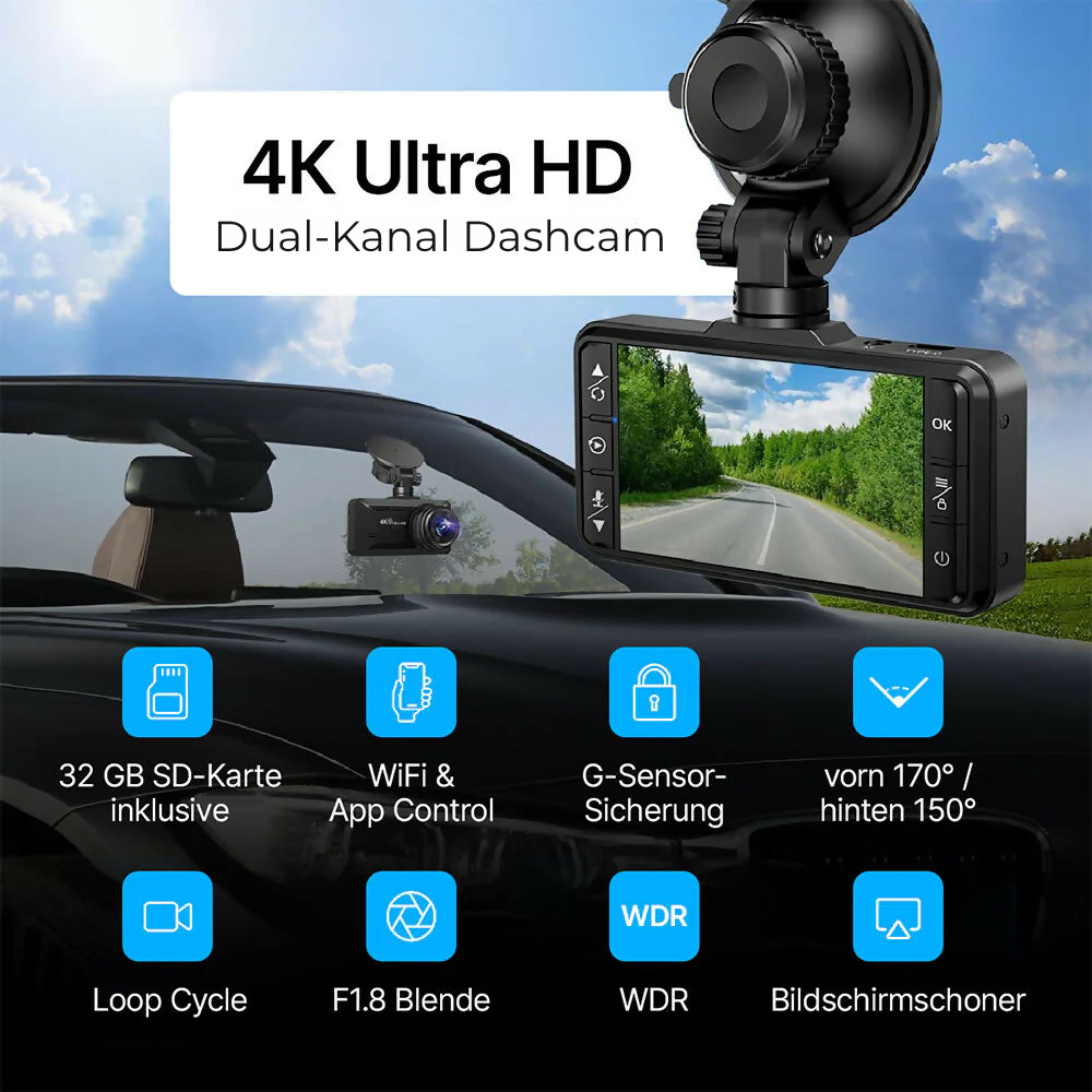 4K Dash Cam with 3.9” Screen by Avolo